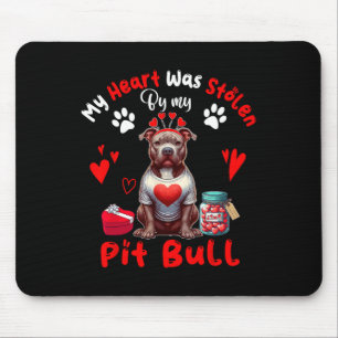 Heart Was Stolen By My Pit Bull Valentine Dog Owne Mouse Mat