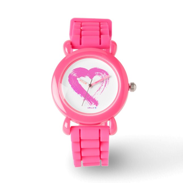 Heart Watch Pink Glitter Watch (Front)