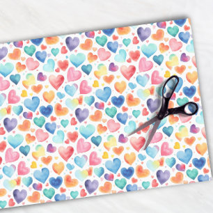Heart Watercolor Colourful Cute Love Sweet Pattern Tissue Paper