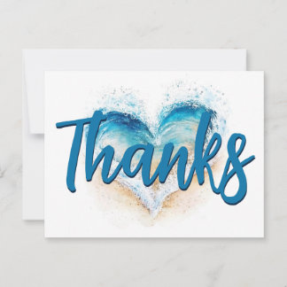 Heart Wave Beach Thanks Postcard