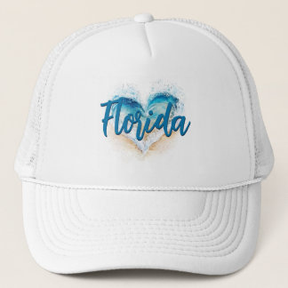 Heart Wave Florida Beach Trucker Hat