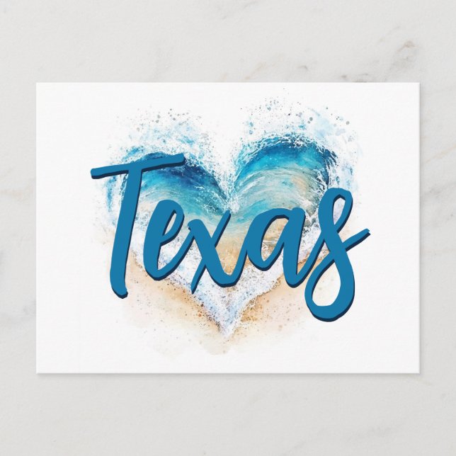 Heart Wave Texas Beach Postcard (Front)