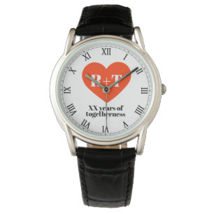 Heart Wedding Anniversary Monogram Personalised Watch