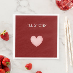 Heart Wedding Dinner Napkin Personalised Names