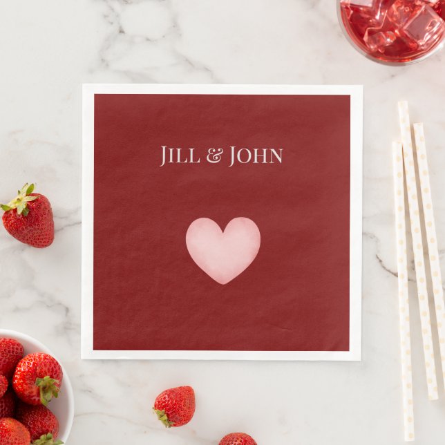 Heart Wedding Dinner Napkin Personalised Names (Insitu)