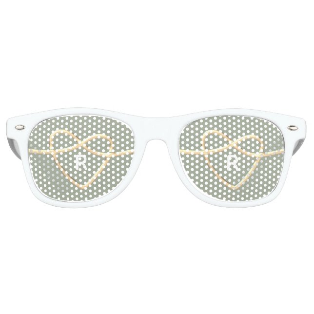 Heart Wedding Monogram Retro Sunglasses (Front)