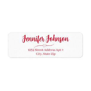 Heart Wedding Red Bold Script Return Address