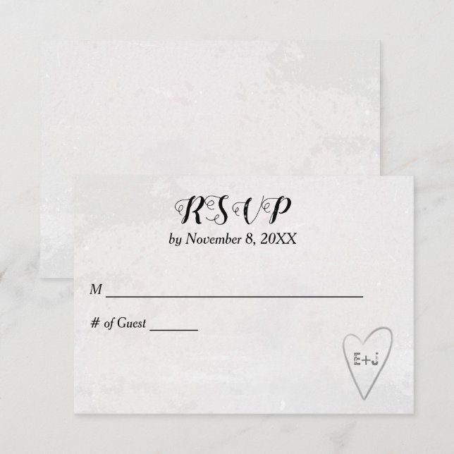 Heart Wedding RSVP Card (Front/Back)