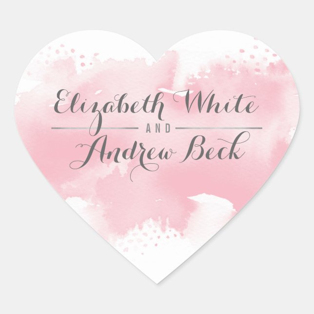 HEART WEDDING SEAL stylish watercolor blush pink (Front)