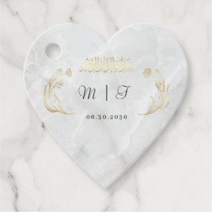 Heart Wedding Sticker Bismillah Gold Design Favour Tags