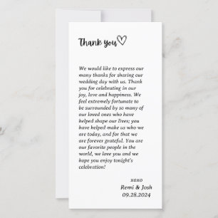 HEART Wedding Thank You Note Holiday Card
