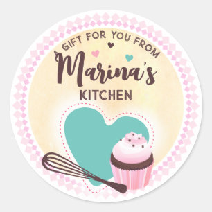 heart whisk cupcake baking bakery pastry chef classic round sticker
