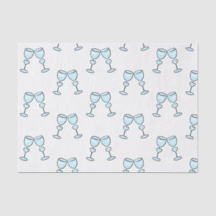 Heart Wine Glasses Blue Whimsical Wedding Tissue Paper