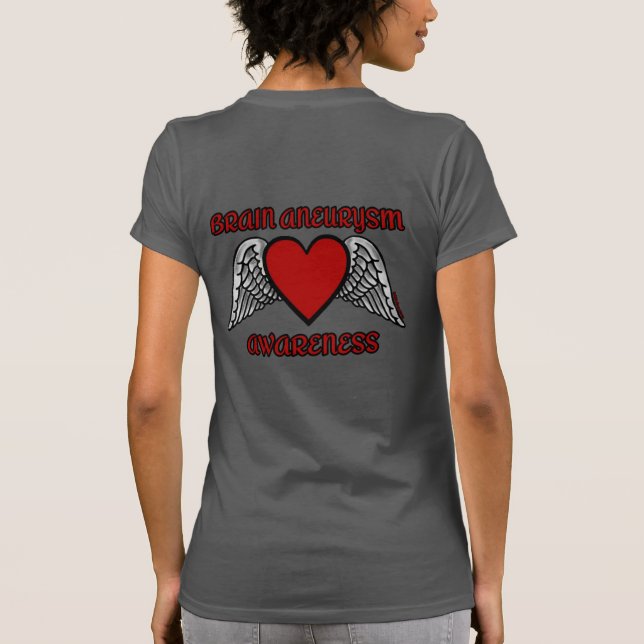 Heart/Wings...Brain Aneurysm T-Shirt (Back)