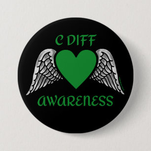Heart/Wings...C Diff 7.5 Cm Round Badge