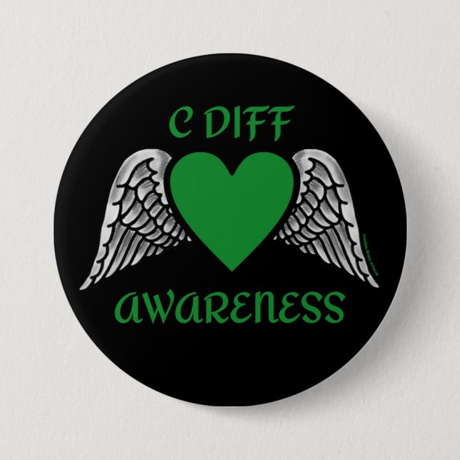 Heart/Wings...C Diff 7.5 Cm Round Badge (Front)