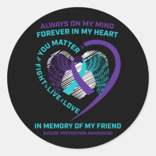 Heart Wings In Memory Of Friend Awareness Classic Round Sticker