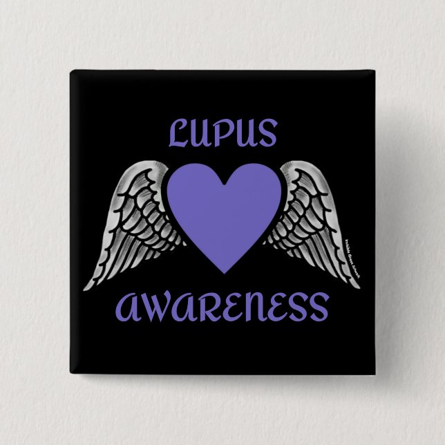 Heart/Wings...Lupus  15 Cm Square Badge (Front)