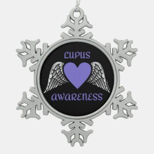 Heart/Wings...Lupus Snowflake Pewter Christmas Orn Ornament