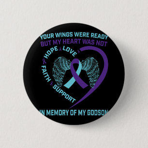 Heart Wings Ribbon Hope Suicide Awareness Preventi 6 Cm Round Badge