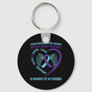 Heart Wings Ribbon Hope Suicide Awareness Preventi Key Ring