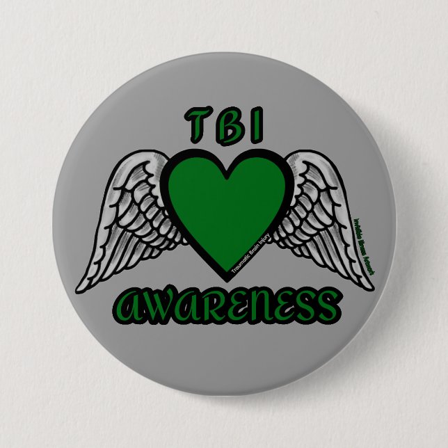 Heart/Wings...TBI 7.5 Cm Round Badge (Front)