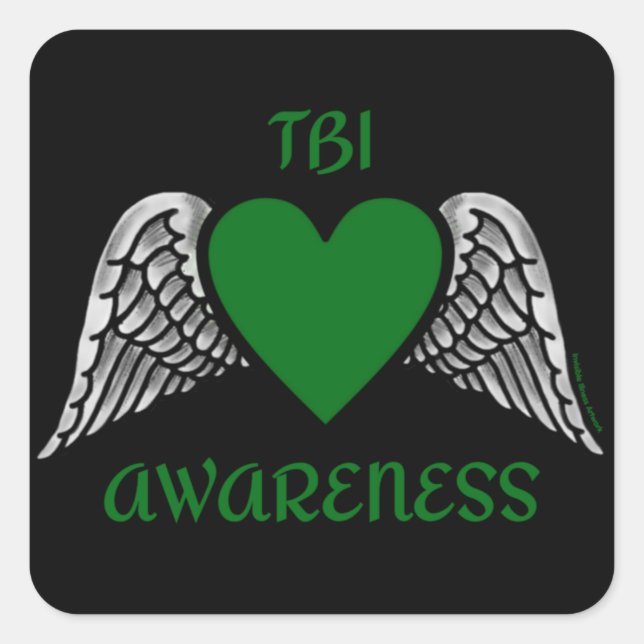 Heart/Wings...TBI Square Sticker (Front)