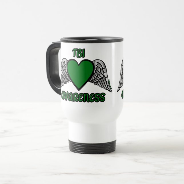 Heart/Wings...TBI Travel Mug (Front Left)