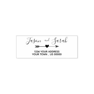 heart with arrow bride and groom self-inking stamp