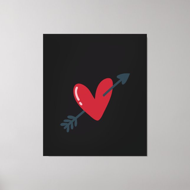 Heart With Arrow Valentine Minimal T-Shirt Canvas Print (Front)