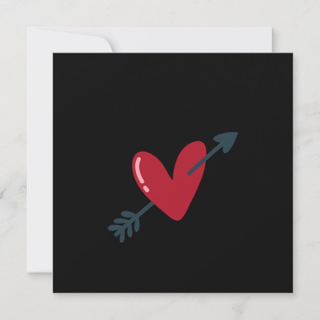 Heart With Arrow Valentine Minimal T-Shirt Invitation (Front)
