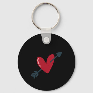 Heart With Arrow Valentine Minimal T-Shirt Key Ring