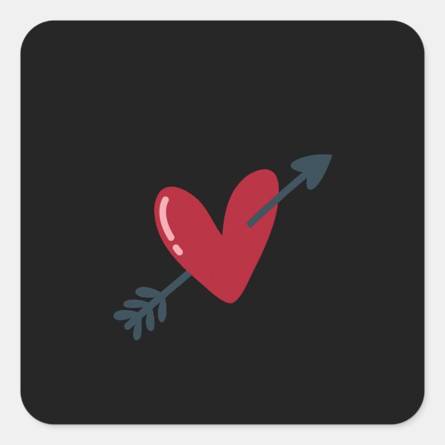 Heart With Arrow Valentine Minimal T-Shirt Square Sticker (Front)