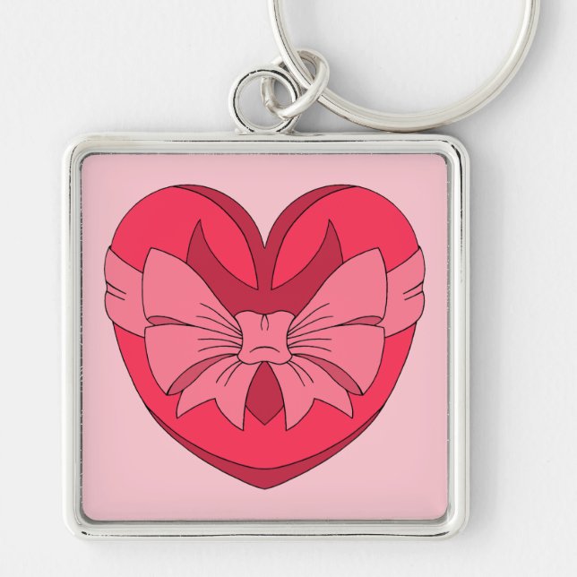 Heart with Arrowhead and Bow Key Ring (Front)