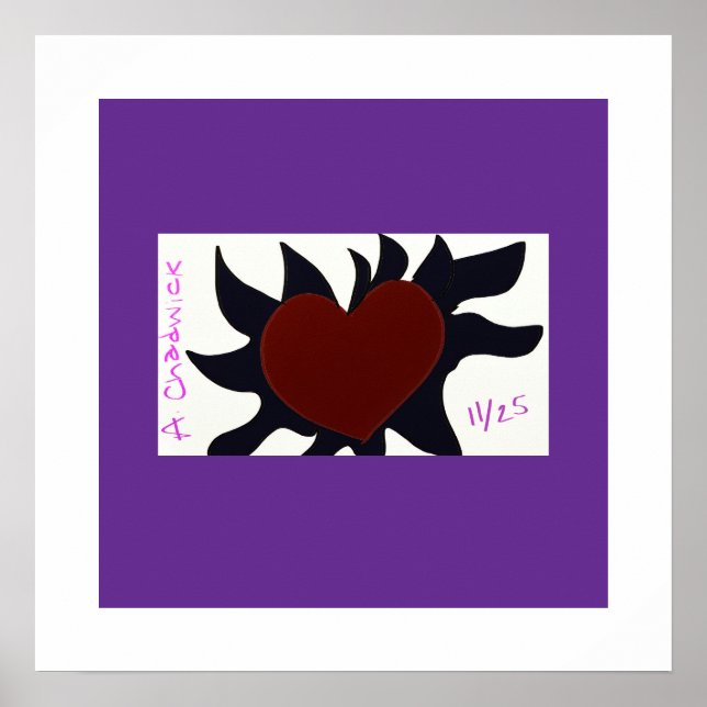 Heart with Black Flames Poster (Front)