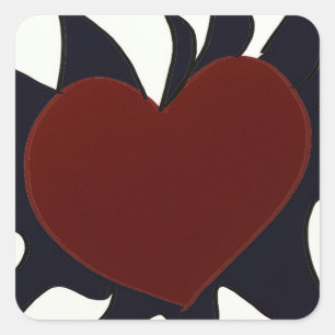 Heart with Black Flames Square Stickers