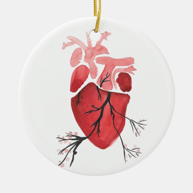 Heart With Branches Ceramic Tree Decoration (Front)