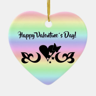 Heart with Butterfly and Lily Ceramic Tree Decoration