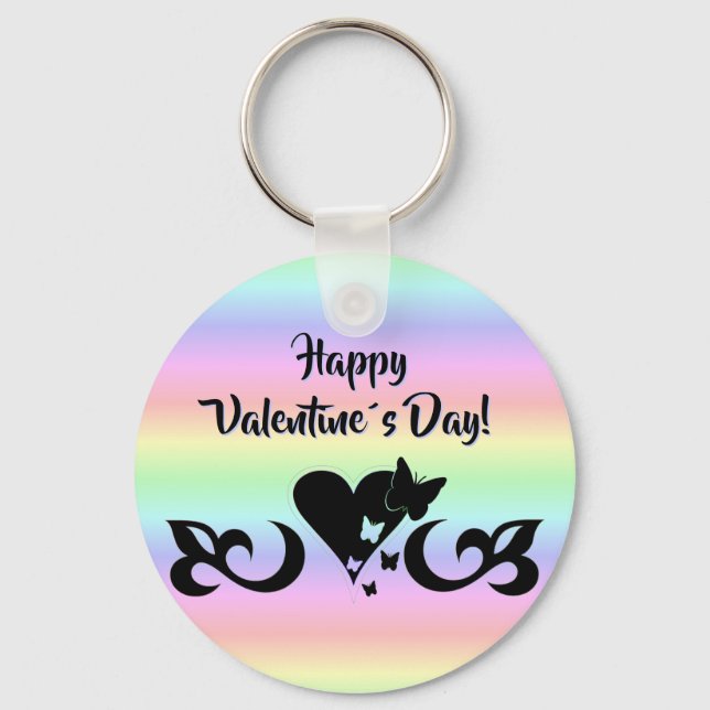 Heart with Butterfly and Lily Key Ring (Front)