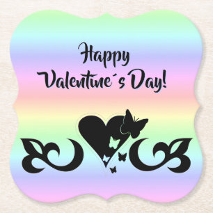 Heart with Butterfly and Lily Paper Coaster