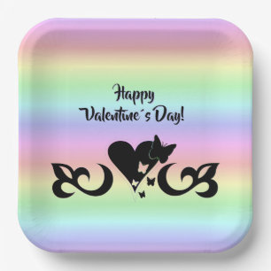 Heart with Butterfly and Lily Paper Plate