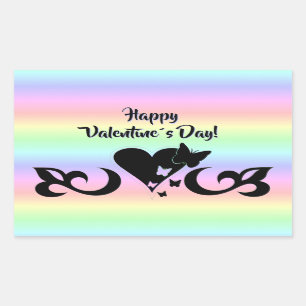 Heart with Butterfly and Lily Rectangular Sticker