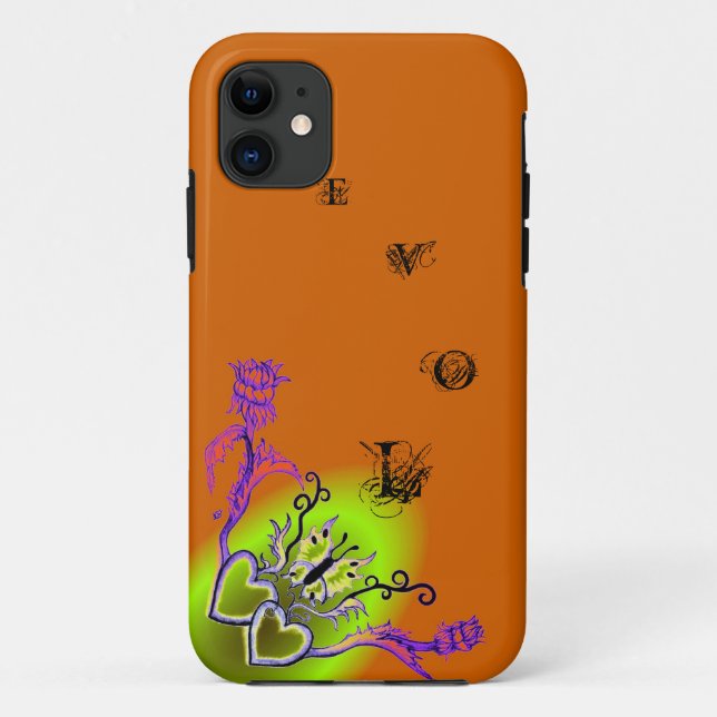Heart with Flower and Butterfly Case-Mate iPhone Case (Back)