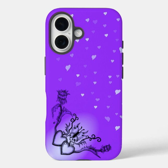 Heart with Flower and Butterfly Case-Mate iPhone Case (Back)