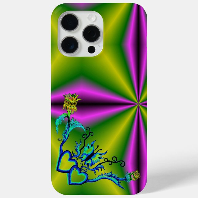 Heart with Flower and Butterfly Case-Mate iPhone Case (Back)
