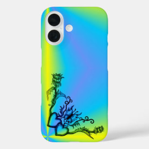 Heart with Flower and Butterfly iPhone 16 Case