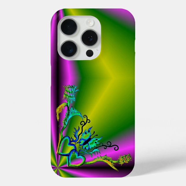Heart with Flower and Butterfly Case-Mate iPhone Case (Back)
