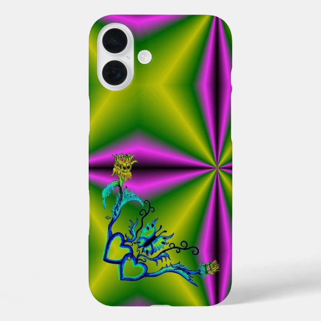 Heart with Flower and Butterfly Case-Mate iPhone Case (Back)