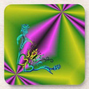 Heart with Flower and Butterfly Coaster