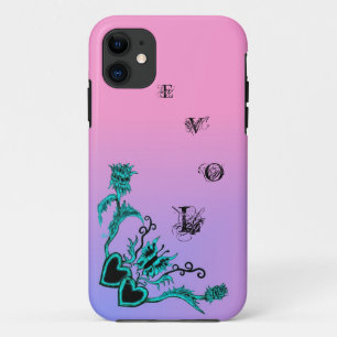 Heart with Flower and Butterfly on Pink Rainbow iPhone 11 Case